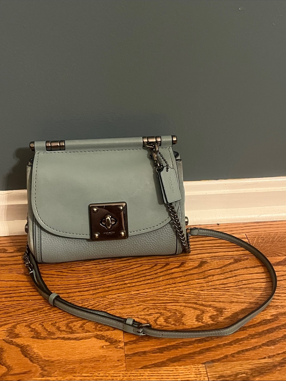 Coach Drifter Crossbody Bag in Steel Blue Leather & Suede - Coach 59048